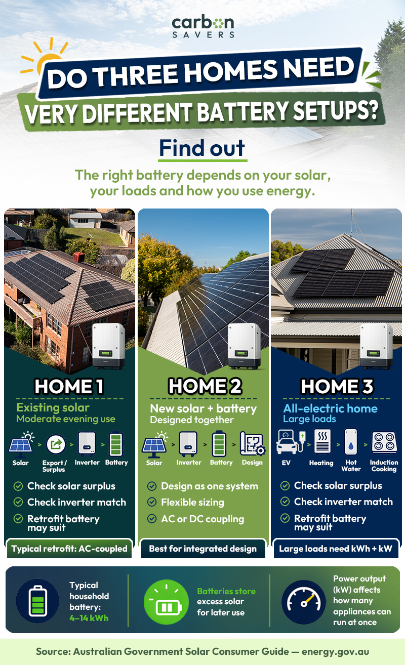 Three homes with different solar system and different needs structure.