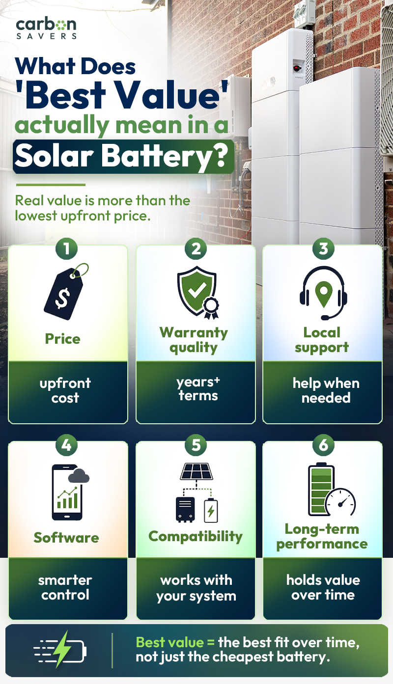 A cover of what does 'Best Value' actually mean for solar battery.