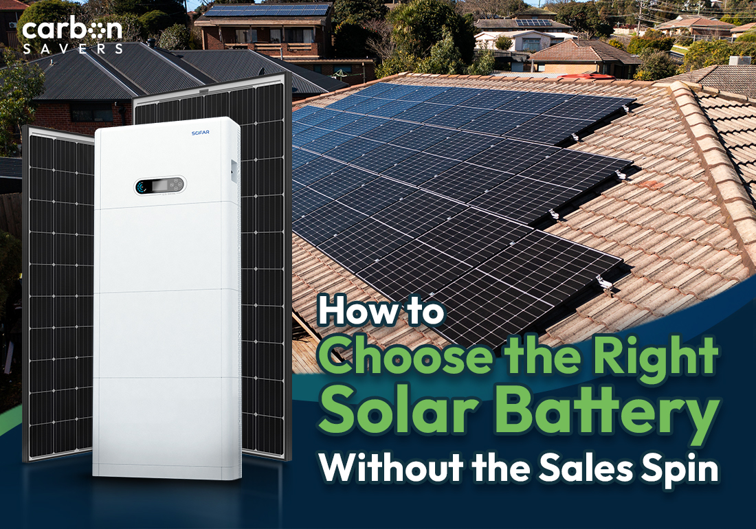 Guide on how to choose the right solar battery for home solar panel systems, featuring a SOFAR home battery storage unit.